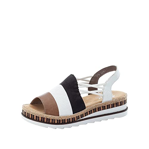 Rieker Damen V79S1 Sandale, Beige Kombi, 39 EU
