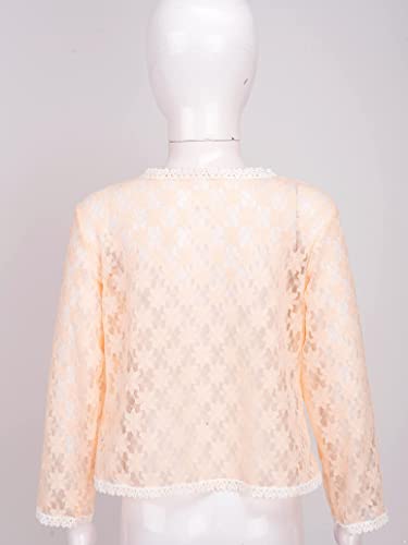 Kids Big Girls Long Sleeve Lace-up Sheer Cardigan Summer Lace Hollow Floral Shrug Cardigan Casual Dress Cover Up4