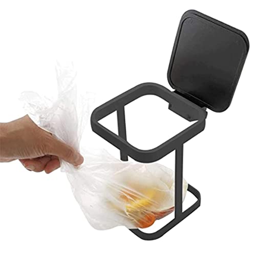 Cubo de la basura Bote de basura de encimera de metal con tapa, 1.1 galones Pequeño bote de basura, cubo de basura rectangular, soporte de la bolsa de basura for la cocina de escritorio Papelera