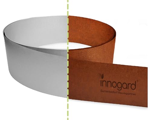 innogard 6012-001 – Rasenkantenband – aus Corten-Stahl – Höhe 20 cm, Rost-Garten-Deko – Beet-Begrenzung mit 10 m Länge