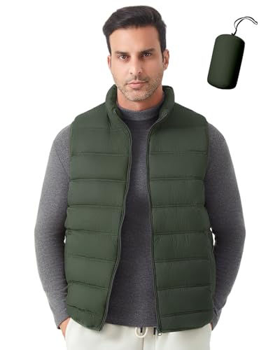 La Mejor Lista de Verde Militar los preferidos por los clientes. 44 DEESTE Chaleco para Hombre, Chaleco de Otoño e Invierno, Chalecos Casuales para Hombre es Ligera, Cálida y Plegable (MX/US, Alfa, X-Grande, Regular, Regular, Verde militar)