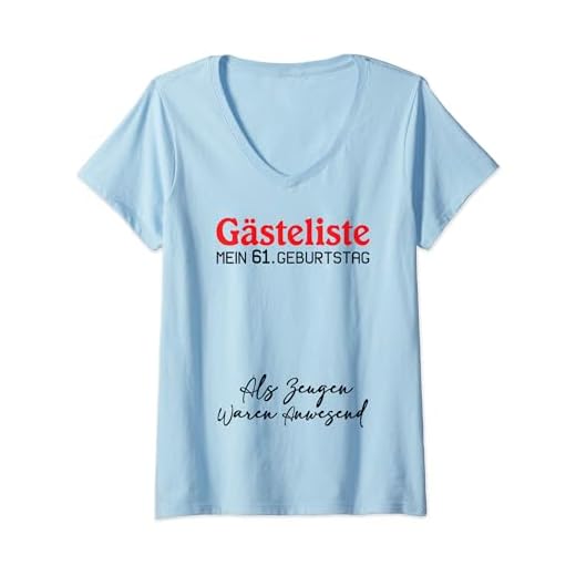 Mujer Gästeliste Mein 61. Geburtstag Libro de visitas Firma Camiseta Cuello V