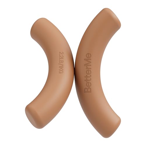 BetterMe Sculpt Dumbbells – 2.2 lb Pair Neoprene Hand Weights – Non-Slip Soft Grip Free Weights for Women – Compact Pilates, Barre & Home Workout Dumbbells (Mocha)