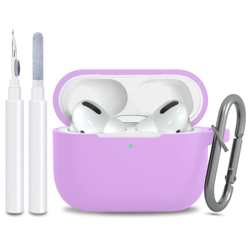 Image of for AirPods Pro 2nd 1st Generation Case Cover with Keychain, Protective Soft Silicone Skin Accessories for Apple AirPods Pro Charging Case 2022 /2019, Front LED Visible, Light Purple