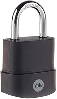 YALE Y227B/45/122/1 - Weatherproof Protector Padlock (45mm) - Outdoor Hardened Steel Black Lock for Shed, Gate, Chain - 3 Keys - Maximum Security
