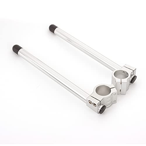 35Mm Motorcycle Clip On Handlebars Fit Fork Tube 35Mm, 7/8" Street&Sport Bike Handlebar, 35 Mm Clip Ons Bars 7° Cnc Silver #TOP1