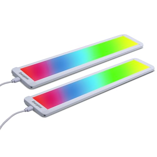Energizer Smart Under Cabinet Light Bar 2 Pack, Ultra-Thin 0.3”x12”x2.7”, RGB + Multi-White, Remote Control, Button, App, Voice Control with Alexa Siri Google, Motion Control, Dimmable, Scheduling by Energizer - Used condition - Image 2