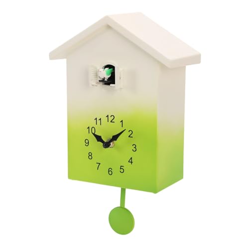 Horloge murale avec voix d'oiseaux coucou et grand balancier vert