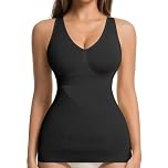 ONEW Compressions Tank Top for Women Tummy Control Shapewear Top Chest Support Camisole Tank Vest Waist Trainer Cami Vest with Wide Straps Black M