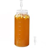 2 Gallon Glass Jar with Airtight Lid, Wide Mouth Wine Making Supplies with 2 Airlocks(7600ML), Pickle Jar, Gallon Fermentation Jar with Clear Scale Marks for Home Brew, Kombucha, Cider, Beer