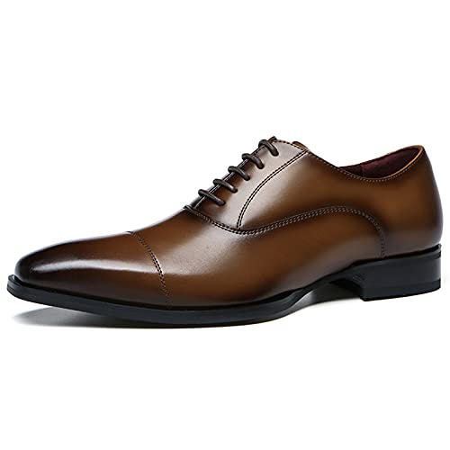 Mens Genuine Leather Dress Shoes Oxford Style Formal Classic Lace Up Business Modern Work Wedding Shoes