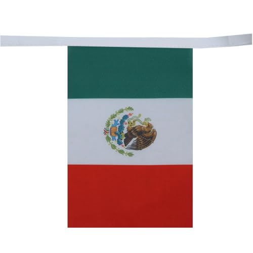Image of AZ FLAG Mexico 6 meters BUNTING Flag 20 flags 9'' x 6'' - Mexican STRING flags 15 x 21 cm