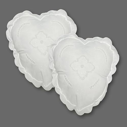 MODERN HEIRLOOM Provencal Heart Vintage Pillow Set, Includes 2 Pillows - White, 14 inches