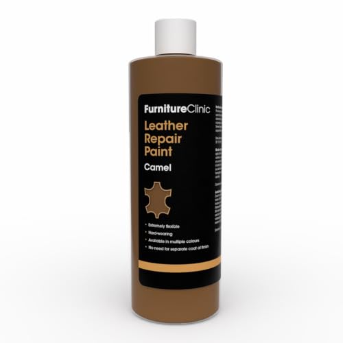 Image of Furniture Clinic Leather Repair Paint | 2-in-1 Seal and Color | Use on Scratches, Tears, and Holes in Car Seats, Furniture | Quick and Easy Leather Repair Kit for Furniture (Camel, 500ml / 17oz)