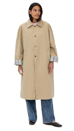 Pixie Market Women's Reversible Plaid Trench Coat, Khaki, One Size