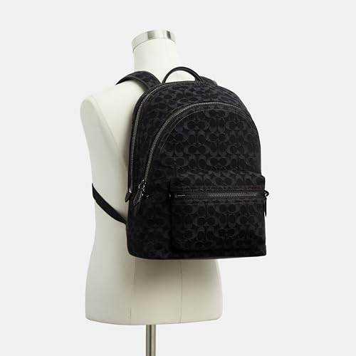 Image of Coach Men's Charter Backpack in Signature Denim, Black Denim