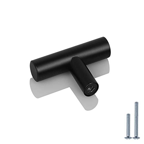 PinLin 20 Piezas Tiradores Cocina Solo agujero Negro Tiradores Armario Acero Inoxidable Tiradores Muebles, Tornillos incluidos