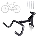 🚲【CALIDAD PREMIUM】: El soporte bicicletas pared está hecho de acero de alta calidad y puede soportar hasta 50kg / 100lbs. Es adecuado para la mayoría de bicicletas. Está equipado con un acolchado de espuma súper suave, y la superficie del gancho está especialmente tratada para que sea lisa y plana, lo que puede proteger la bicicleta de arañazos y daños.