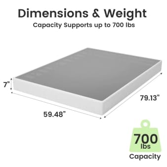 GRUSIGN 7 Inch Box Spring for Queen Bed, Quick Assembly Queen Size Metal Mattress Foundation with Fabric Cover, Strong Steel Frame, Heavy Duty, Low Profile Bed Frame Base Cama, Queen Upgraded Version - Thumbnail 3