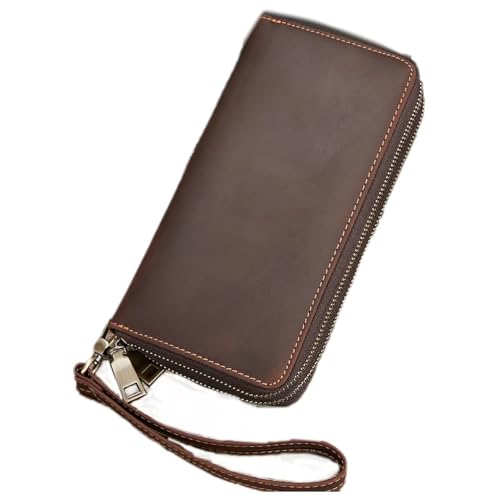 Men's genuine leather wallet, crazy horse leather retro long wallet, hand-held, wrapped in leather, leather wallet, men's wallet clip