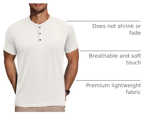 Image of COOFANDY Men's Henley Shirts Short Sleeve Casual Basic Tee Summer Button Henley Soild T Shirts