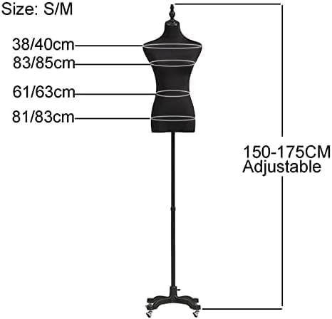 Torso Mannequin Stand, Female Mannequin Torso Dress Form, Shop Window Woman Clothing Display Shelf, 140-175CM Height Adjustable Manikin, Detacha