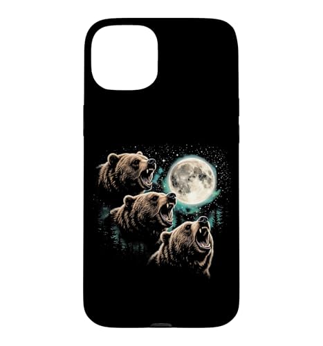 Grizzly Bear Moon - Funny Outdoors �L�����v �~�[�� �O���Y���[�x�A�[�Y �X�}�z�P�[�X iPhone 15 Plus �p