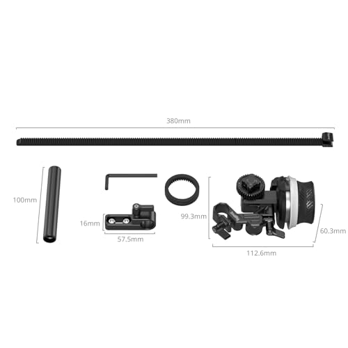 SmallRig Mini Follow Focus with A/B Stops & 15mm Rod Clamp and Snap-on Gear Ring Belt for DLSRs and Mirrorless Cameras, Fits Different Diameter Lenses Up to 114mm