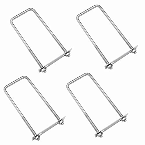 Image of 4 Sets 304 Stainless Steel Square U-Bolts 1 inch(25mm) Inner Width, 4 inch(100mm) Length Stainless M8 with Nuts, Frame Plate, Accessories for Automobiles Trailer, Boat Trailer Industrial Parts