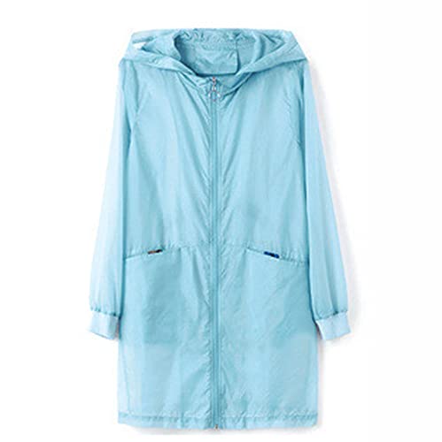 OMTONGXIN Damen Rashguards Damenleichte Sonnenschutz Jacken UV Langarm Hemd Hoodie Atmungsaktive Laufende Golfjacke Running-Jacken für Damen (Color : Light Blue, Size : Medium) Cover