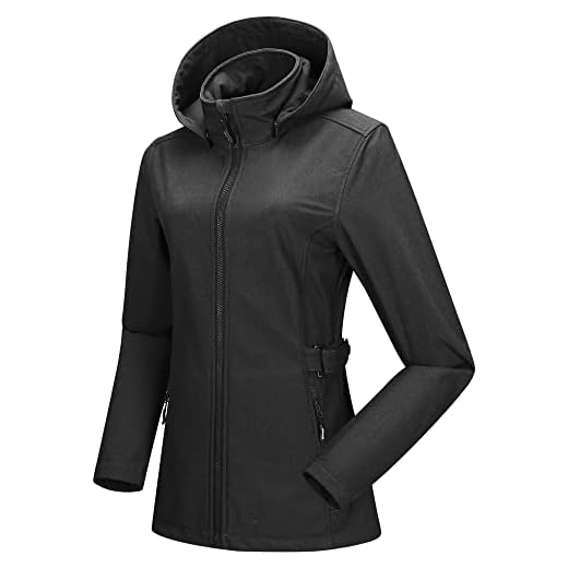 Outdoor Ventures Women's Softshell Jacket with Removable Hood, Insulated Windbreaker Waterproof Warm Fleece Lined Coat