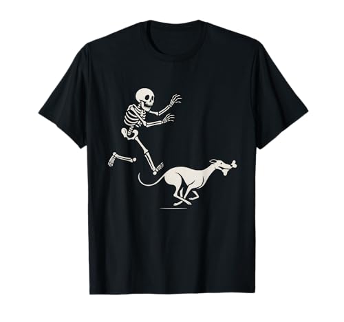 Greyhound Skeleton Running Spooky Halloween Design T-Shirt