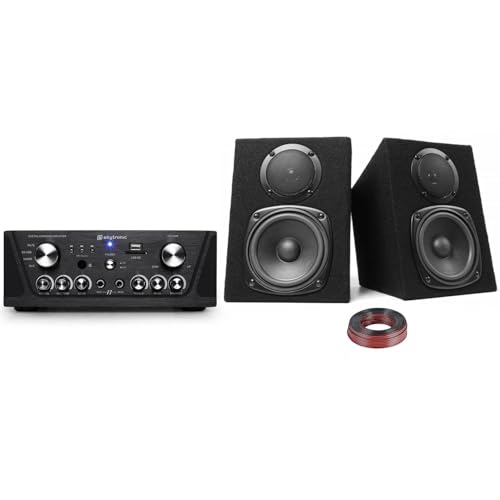 Amplificateur Skytronic karaoké Noir USB SD FM 160W avec enceintes Fenton DJ