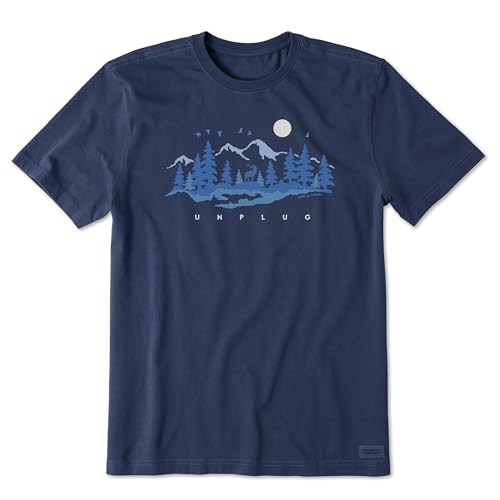 Life is Good Men's Crusher Tee, Short Sleeve Cotton Graphic T-Shirts, Unplug in The Outdoor