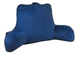 Klear Vu Velour Reading Pillow Bed Back Rest Pillow with Arms and Pockets for Gaming, Working on Laptop, Watching TV, Lumbar Support Perfect for Adults, Teens, Kids and Pregnancy, Navy One Size
