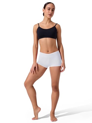 Capezio Damen Team Basic Boy Cut Low Rise Yoga Shorts, Weiß, M EU