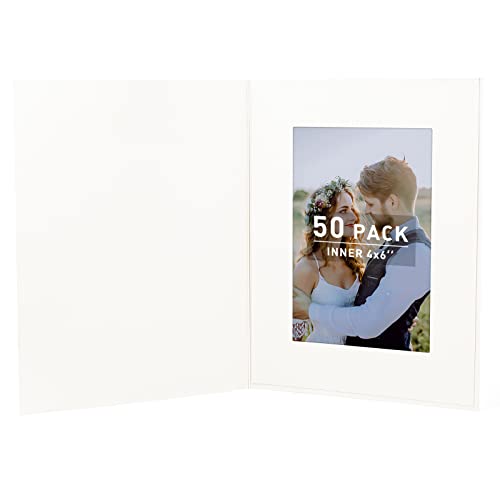 Golden State Art, Pack Of 50, 4X6 Photo Folders, Cardboard Picture Frame, Paper Photo Frame Cards, Greetings/Invitation Cards, Special Events: Graduation, Christmas, Wedding (Ivory) #TOP5