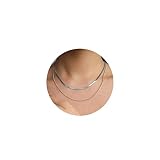 PRETOLE Silver Layered Necklaces for Women, Sterling Silver Adjustable Simple Choker Necklace Dainty