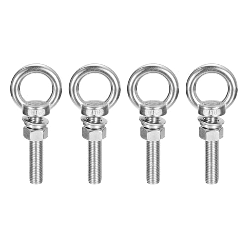 Image of uxcell Lifting Eye Bolt, 4 Sets M16 x 80mm Eye Bolt with Nut Washer 304 Stainless Steel Shoulder Lifting Ring Eye Bolt for Hanging Item