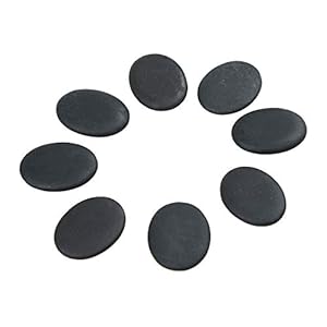 Windfulogo 8 Stk. Professionelle kleine Massage Heiß Massagesteine Hot Stone Set Natürliche Lava beheizte Steine Basaltwärmer Rock für Spa, Massagetherapie 1,18 x 1,57 x 0,31 Zoll Schwarz