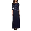 Alex Evenings Women’s 3/4 Sleeve Stretch Lace Bodice Mock One Piece Gown