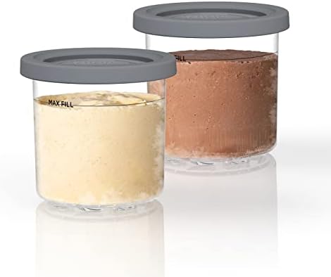 Ninja Dessert Tubs - Pack of 2 [XSK2PNT300EUK] Official Accessory Compatible with Ninja Ice Cream Maker NC300UK, Grey/Clear