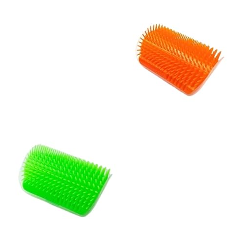 Brosse d'angle pour chat - Peigne masseur et grattoir bordeaux avec herbe-aux-chats