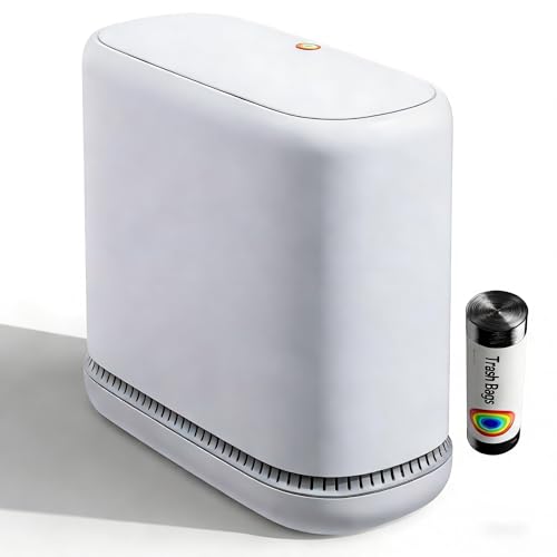 CTIME Small Bathroom Trash Can - Bathroom Garbage Can with Lid and Odor-Lock Seal | Waterproof - OneTouch Press for RV Kitchen Office (3 Gal)