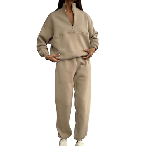 REITINGE Sudadera atlética con media cremallera para mujer y pantalones deportivos casuales de cintura alta para deportes e informal, traje de casa de manga larga