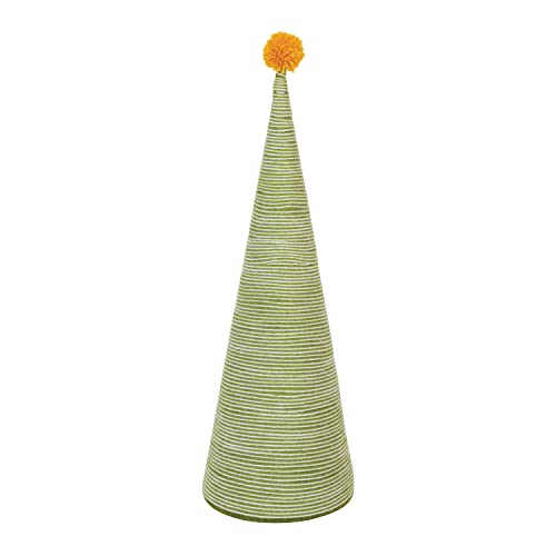Creative Co-Op Wool Yarn Wrapped Tree with Yellow Pom Pom, Green