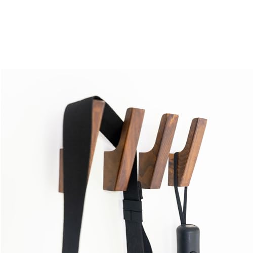 LAMGOMIN Wood Wall Hooks, 4 Pack Rustic Wood Coat Hooks,