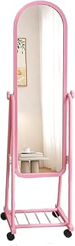 Wheeled Floor Mirror, Full Body Mirror, Freestanding Floor Mirror, Perfect for Living Room, Bedroom, Hallway, Cloak, Clothing Store Pink,160*31