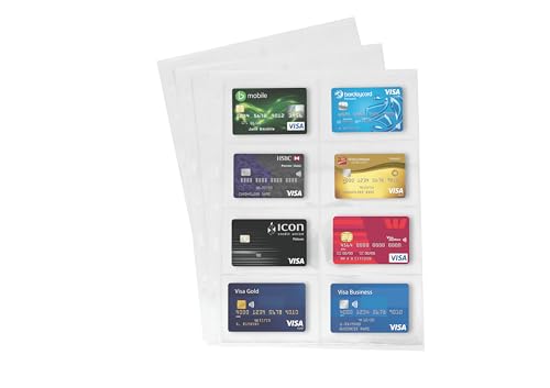 PCCB MINGT 10 fogli interni standard a 9 fori su un lato per album, francobolli, banconote, collezione, pagine interne per raccoglitori di monete e forniture (Trasparente, 8 Tasche)