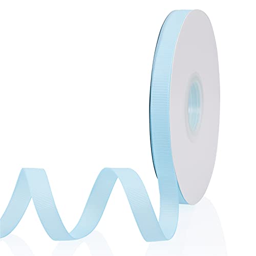 Baby Blue 3/8" X 50 Yards Continuous Solid Color Double Faced Grosgrain Ribbon for Gifts Wrapping, Wedding, Party, Crafts, Hair Bows, Flowers, Home DIY Decor